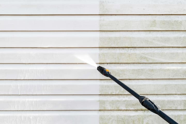 Residential exterior power washing in Aberdeen, SD: Before and after transformation.